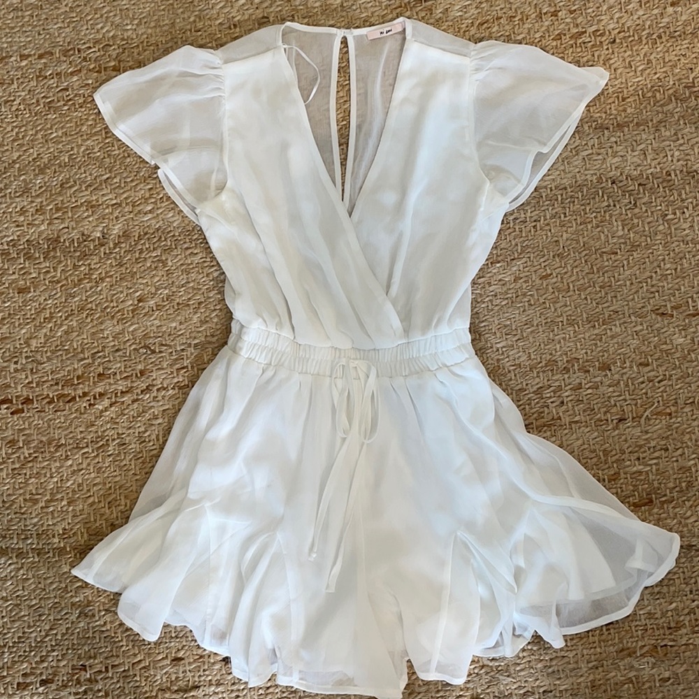 White ruffled romper
